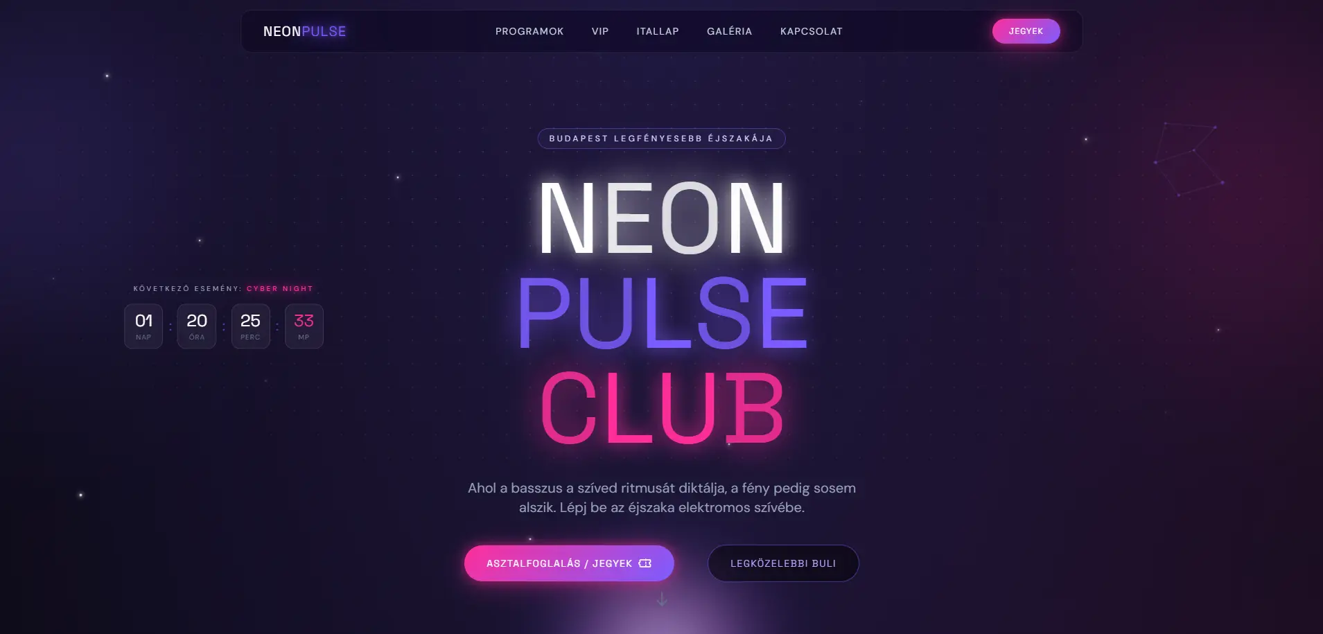 Neon Pulse Club weboldal